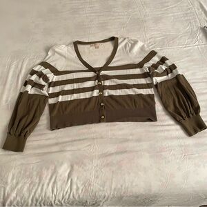 Michael Kors Green and White Knit Sweater size XL